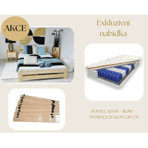 SET postel Adam + rošt + matrace Dakota plus 20 cm