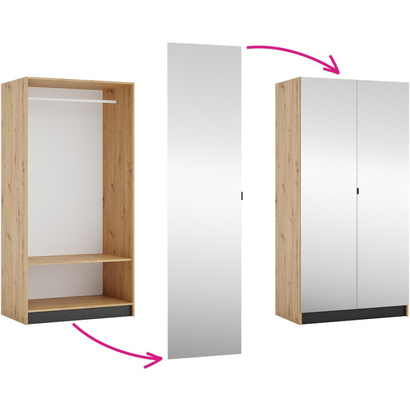 Korpus skříně 100, věšákový, dub artisan, KREO