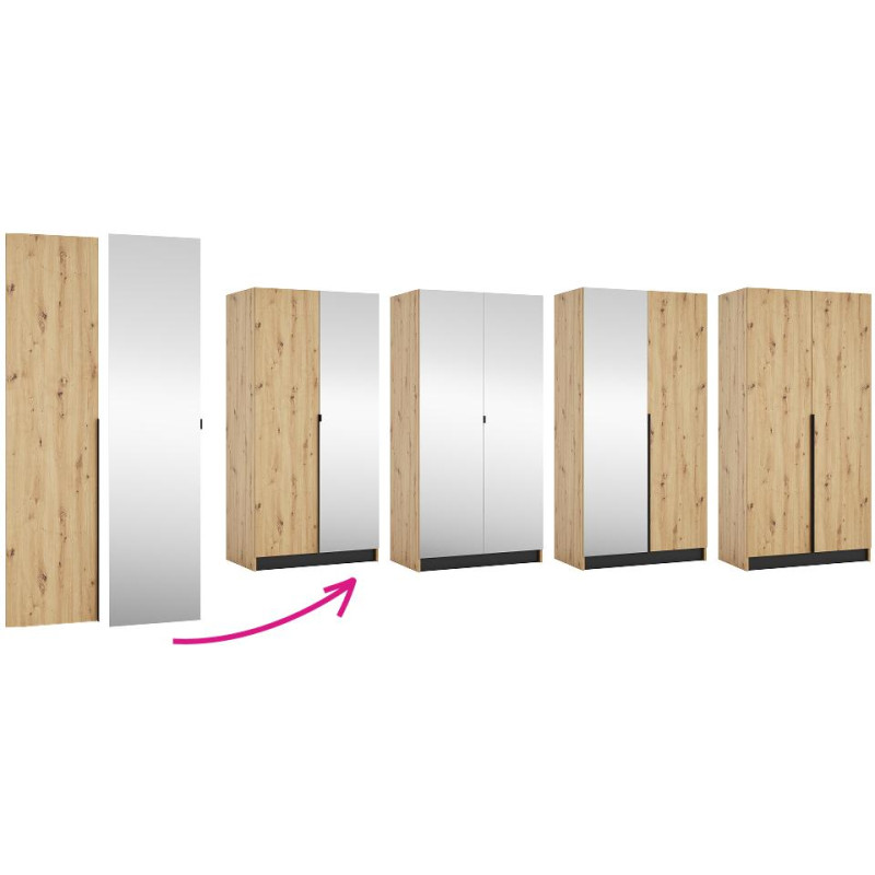 Korpus skříně 100, věšákový, dub artisan, KREO