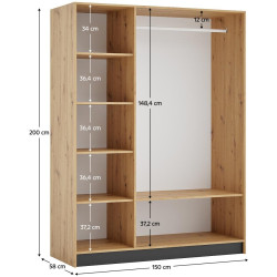 Korpus skříně 150, dub artisan, KREO