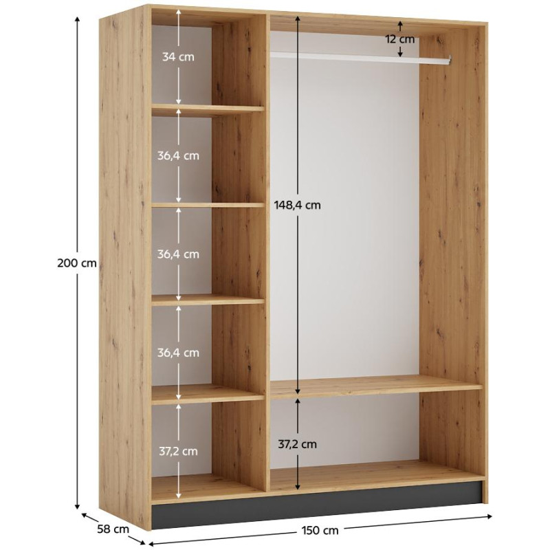 Korpus skříně 150, dub artisan, KREO