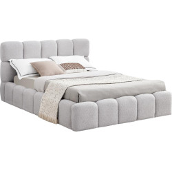 Postel s kovovým roštem a úložným prostorem, 140x200, šedá, SORELA