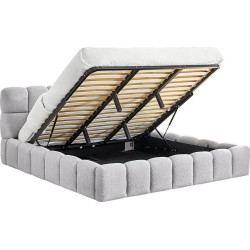 Postel s kovovým roštem a úložným prostorem, 180x200, šedá, SORELA