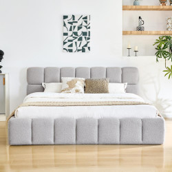 Postel s kovovým roštem a úložným prostorem, 180x200, šedá, SORELA