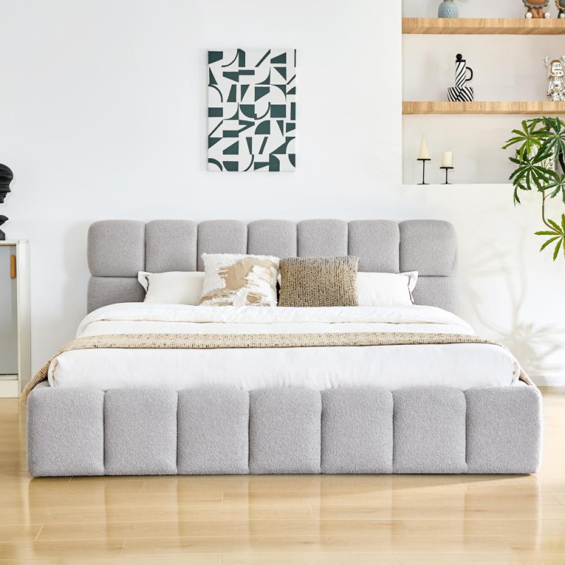 Postel s kovovým roštem a úložným prostorem, 180x200, šedá, SORELA