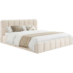 Postel s kovovým roštem a úložným prostorem, 180x200, béžová, SORELA