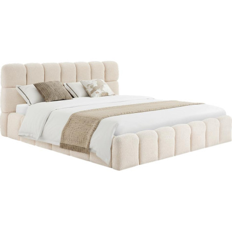 Postel s kovovým roštem a úložným prostorem, 180x200, béžová, SORELA