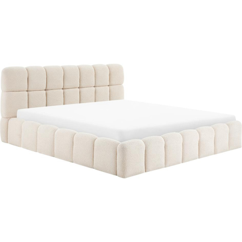 Postel s kovovým roštem a úložným prostorem, 180x200, béžová, SORELA