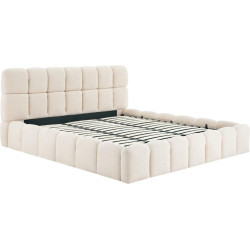 Postel s kovovým roštem a úložným prostorem, 180x200, béžová, SORELA