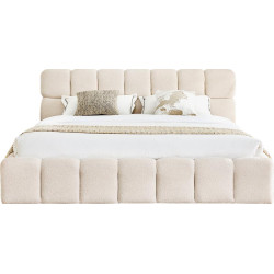 Postel s kovovým roštem a úložným prostorem, 180x200, béžová, SORELA