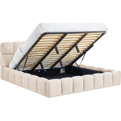 Postel s kovovým roštem a úložným prostorem, 180x200, béžová, SORELA