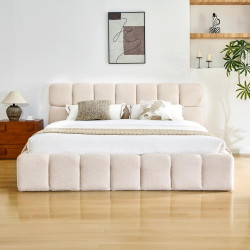 Postel s kovovým roštem a úložným prostorem, 180x200, béžová, SORELA