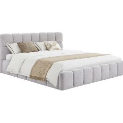 Postel s kovovým roštem a úložným prostorem, 200x200, šedá, SORELA