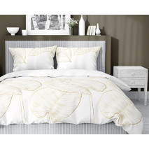Povlečení HOME SATIN Hnědé listí, bílé 4678A