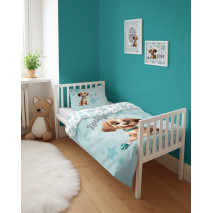 Bambusové povlečení  VESELÝ PEJSEK oboustranné, tyrkysové 4784B