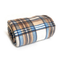 Fleecová deka kostka bílo-hnědá 150 x 200 cm