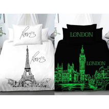 Bavlněné ložní povlečení Den v Paříži, noc v Londýně - Zářivé a magick