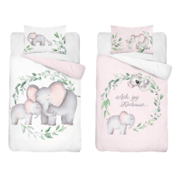 Bambusové povlečení  SLONÍK 3950 B oboustranné, šedobílé