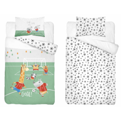 Bambusové povlečení do postýlky FOOTBALL, zelené 100x135, 40x60