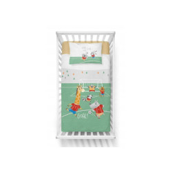 Bambusové povlečení do postýlky FOOTBALL oboustranné, zelené  4789 B