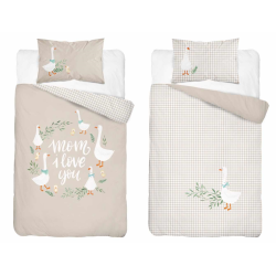 Bambusové povlečení do postýlky Husy oboustranné, béžová 4787B