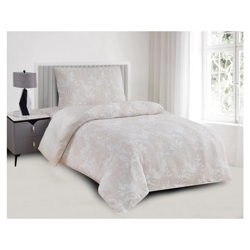 Ložní povlečení žakárové Alabama béžová 140x200, 70x90CM – Luxusní oboustranné saténové povlečení