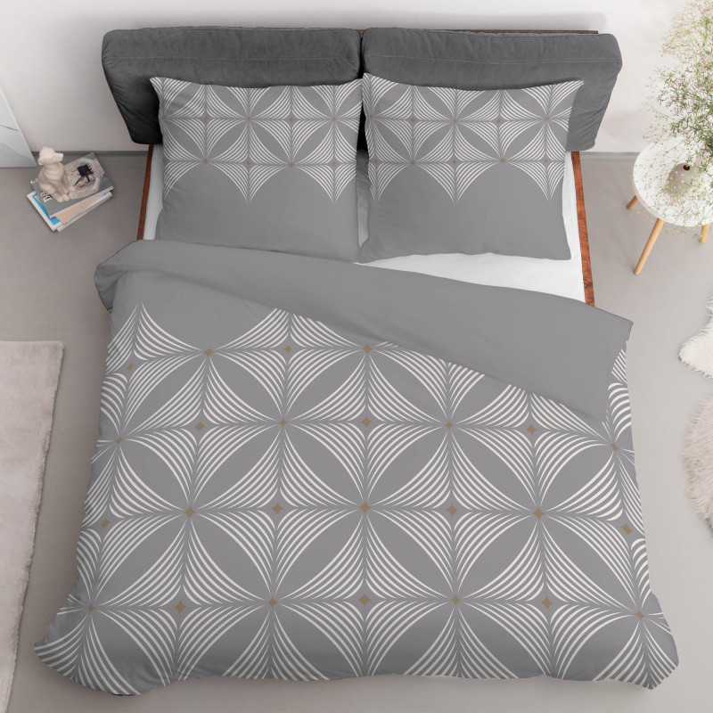 Francouzské 3 dílné povlečení HOME SATIN Zenit šedé 5483B, 220x200+2X 70x80