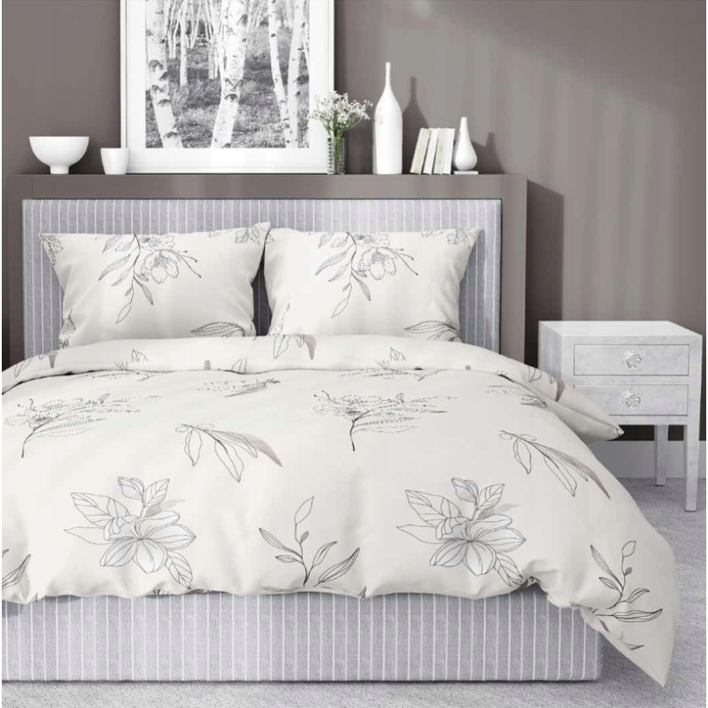 Francouzské 3 dílné povlečení HOME SATIN Elara krémové 4916B  220x200, 2x 70x80