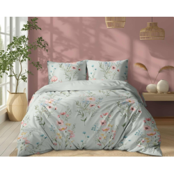 Francouzské 3 dílné povlečení bavlna Violka máta 5499B 220x200, 2x 70x80