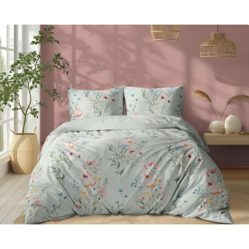 Francouzské 3 dílné povlečení bavlna Violka zelená 5499B