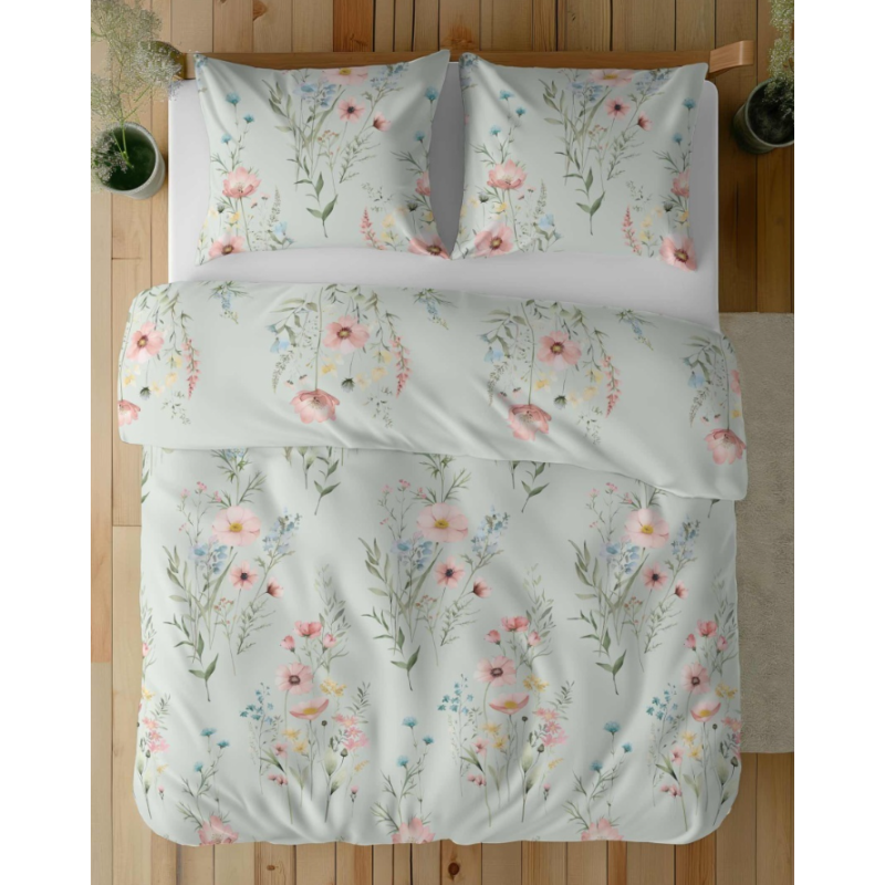 Francouzské 3 dílné povlečení bavlna Violka zelená 5499B